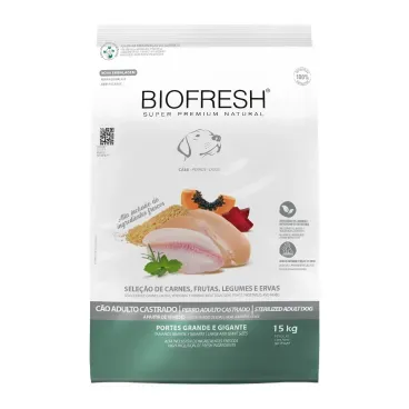Racao Biofresh Caes Castrados Racas Grandes e Gigantes_15KG_FRENTE